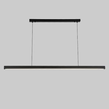 Imagem de Lustre linear LED preto, luminária pendente minimalista para teto, luminária de ilha de cozinha, faixa longa, luzes suspensas para mesa de jantar e escritório