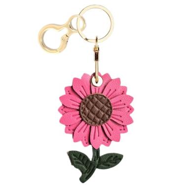 Imagem de Capa de couro compatível com AirTag, linda capa protetora com chaveiro, rastreador GPS antiarranhões para chaves, bolsa, animais de estimação, mochila (margarida)