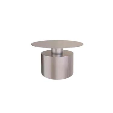 Imagem de Mesa de canto de aço inoxidável combinada mesa de centro criativa estilo simples sofá mesa lateral redonda casa pequeno apartamento mesa de centro sofá mesa lateral (L)