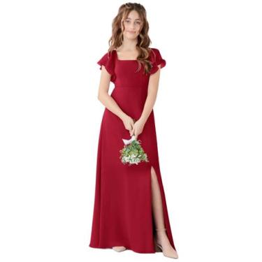 Imagem de Vestido de dama de honra Jirocum Scarlet Chiffon Long Girl JR001 Sz4