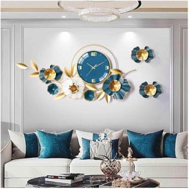 Imagem de WYUYIWH Relógio de parede de arte moderna relógio de parede grande decorativo pendurado, relógio de parede de quartzo silencioso de metal sem tique-taque para sala de estar, escritório, café, hotel