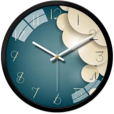 Imagem de WYUYIWH Relógio de parede arte moderna relógio de parede moderno relógio de parede moldura de metal capa de vidro sem tique-taque número quartzo operado por bateria para quarto sala de estar relógio