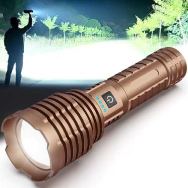 Imagem de Osgal Lanterna LED de alto lúmens, lanterna recarregável de 6000 lúmens, lanterna alimentada por bateria, luz de flash potente ajustável com 5 modos, lanterna portátil à prova d'água para casa
