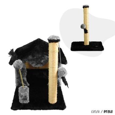 Imagem de Arranhador Casa Para Gatos Sem Rede Poste Sisal Cara de Gato Brinquedo