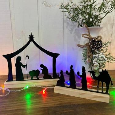 Imagem de Presépio de Natal e 3 Reis Magos, Feitos de Madeira, Sagrada Família, 