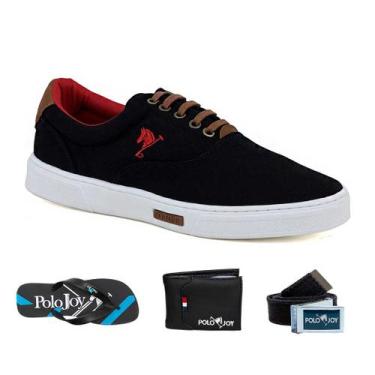 Imagem de Sapatênis Casual Kit com Chinelo Carteira Cinto Dia a Dia - Polo Joy, 