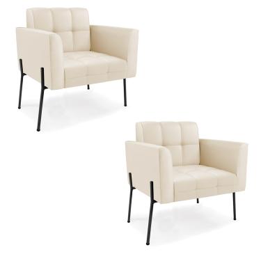 Imagem de Poltrona Pé de Ferro Preto para Sala Kit 2 Elisa Corino D03 - D'Rossi