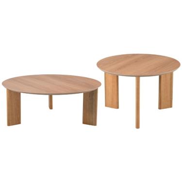 Imagem de Kit 02 Mesas de Centro Para Sala de Estar Pés Madeira Bulat A03 Hanover Roble - Lyam Decor