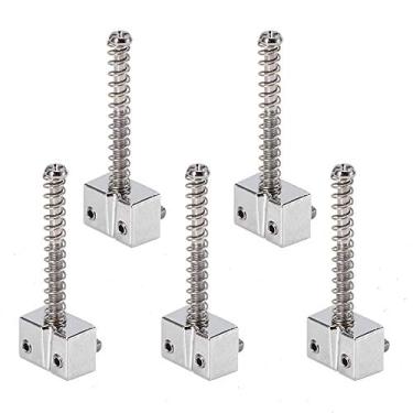 Imagem de RiToEasysports 5 Peças Sela de Ponte de Baixo Zinclegation de Longa Duração para Guitarras Eletrônicas Peça de Reposição Com Parafusos de Mola, para Baixo de 5 Cordas, Dourado/prata/preto (Prata)