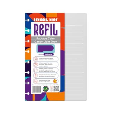 Imagem de Refil Caderno Disco Iscool Pautado Linhas Brancas Color Light Gray 50Fls P