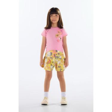 Imagem de Conjunto com Blusa e Short Menina Quimby, Rosa, 4