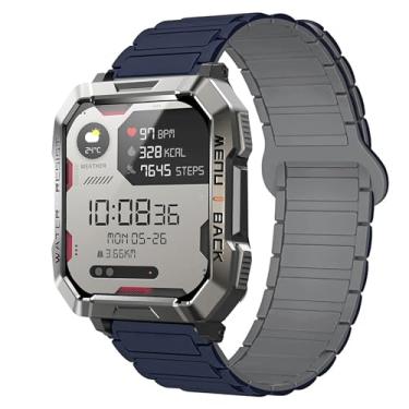 Imagem de Lamshaw Compatível com pulseiras Blackview Smart Watch, pulseira magnética esportiva de silicone magnético de 20 mm e 22 mm compatível com IOWODO W60, R30 Pro, R50, compatível com Blackview W60, R30