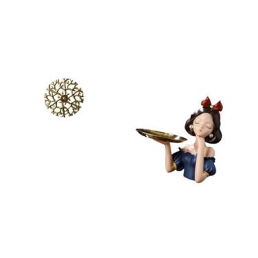 Imagem de Fenteer Escultura de Parede de Metal Rústico E Estátua de Princesa de Resina, Porta-chaves, Bandeja, Placa de Ferro Forjado Moderna, Pingente 3D, Decoração Pa