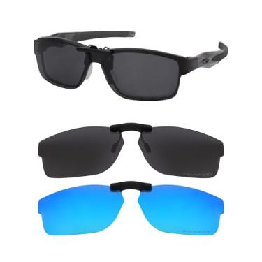 Imagem de HILEEN Óculos de sol polarizados com clipe para Oakley Crosslink OX3128 53-18 para homens e mulheres proteção UV - preto + azul gelo
