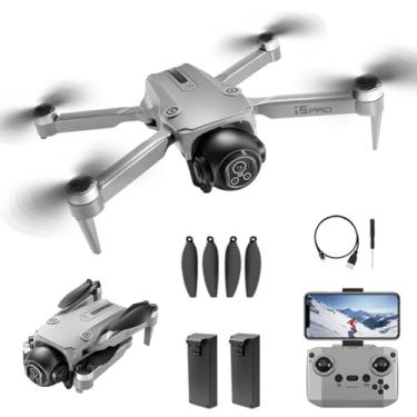 Imagem de Drones com câmera, motor sem escovas, drone para adultos, iniciantes, HD, posicionamento de fluxo óptico, 150° eletricamente ajustável, gesto dobrável, foto, mini quadricóptero RC, 2 baterias, drones