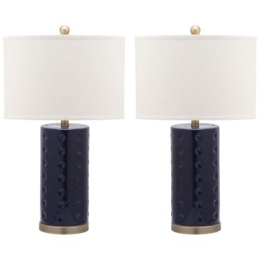 Imagem de Abajur Luminária de Mesa em Cerâmica, Estilo Moderno com 66 cm de Altura para Quarto, Sala de Estar e Escritório, 2 Un, 110V 100W, Safavieh