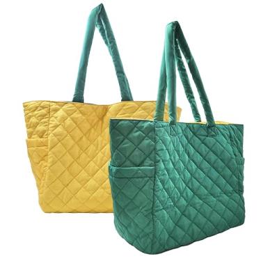 Imagem de K. Carroll Accessories Bolsa de nylon reversível grande (verde/amarela)