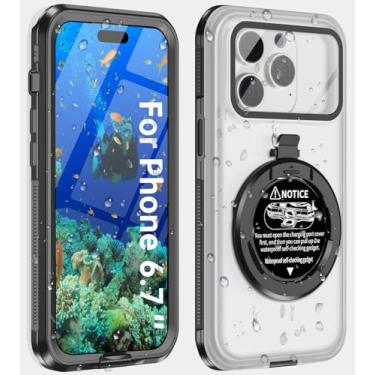 Imagem de Capa de telefone à prova d'água para iPhone 6,7 polegadas, função de autoverificação, bolsa subaquática, bolsa seca, praia, viagem, essenciais, tecnologia, acessórios flutuantes, chuveiro snorkeling