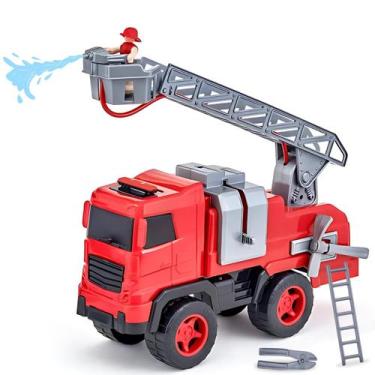 Imagem de Caminhão Max Bombeiro Lança Água C/ Ferramentas Acessórios Adijomar