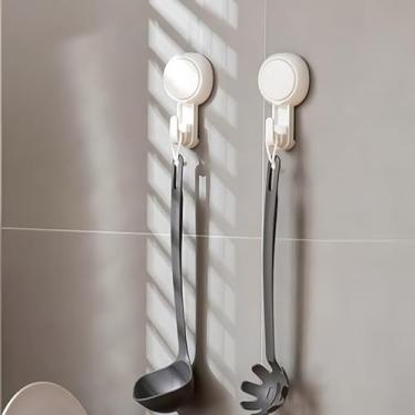 Imagem de Gancho de ventosa, ganchos de chuveiro potentes com ventosa para toalha, bucha, ganchos de parede sem danos, fácil de instalar e reutilizável, branco (1 pacote)