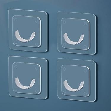 Imagem de 4 ganchos de parede sem perfuração, suporte de varão de cortina, ganchos traseiros de porta elegantes para armazenamento sem complicações, perfeitos para sala de jantar, cozinha, banheiro e varão de