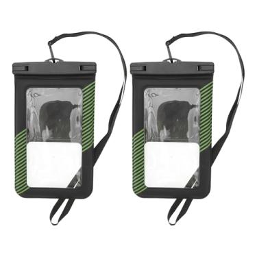 Imagem de 2 peças meia listra bolsa impermeável móvel preta verde capa universal à prova d'água compatível com telefone 14.0 cm x 23.0 cm contagem