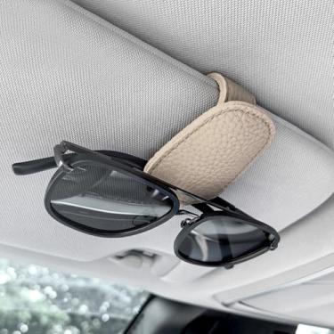 Imagem de Porta-óculos de sol para viseira de carro - Suporte magnético de couro para óculos de sol e clipe para cartão de bilhete - Acessórios para viseira de carro 1 pacote