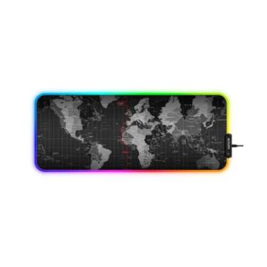 Imagem de Mousepad Gamer Grande Com Led RGB, 11 Cores, 80x30cm,Mapa Mundi