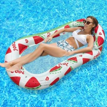 Imagem de Boia Rede Para Piscina flores Cama Flutuante Deitado, tamanho adulto 180x88cm Rafting de Piscina(melancia redondo 160x88)