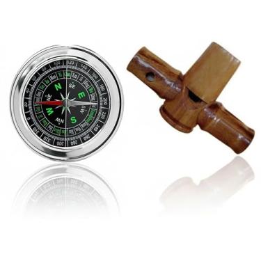 Imagem de Apito Uru Modelo 16 + Bússola Profissional 7,5 Portátil Camping Caça Trilha