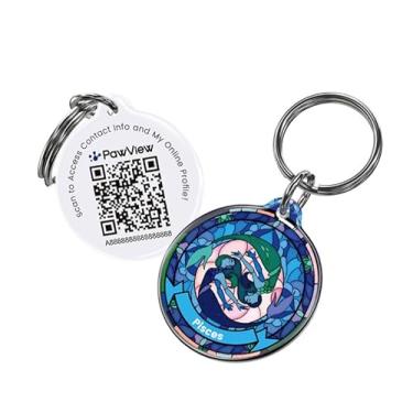 Imagem de Etiqueta de código QR inteligente, etiquetas de nome personalizadas para chave, carteira. Coleiras e arreios antiperda, perfil modificável, contatos de emergência, digitalização de QR para alertas de