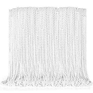 Imagem de Colar de miçangas EOBOH de plástico branco 144 unidades para lembranci