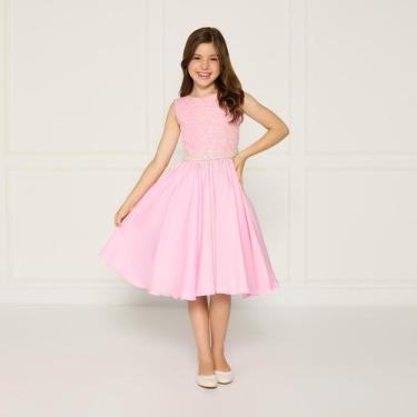 Imagem de Vestido Rosa Claro Infantil Lese Festa Aniversário - JL Kids, 4, Rosa