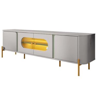 Imagem de Rack Bancada Tv 75 Pol Organico 180 Cm Juquehy Off White Pistache Bech