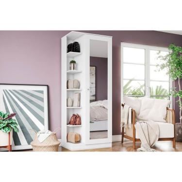 Imagem de Armário Multiuso Juvenil Duetto 1 Porta C/espelho Branco - Henn