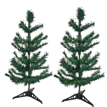 Imagem de Conjuto 2 arvore verde natal plastico pequena 55 cm 46 galhos tradicio