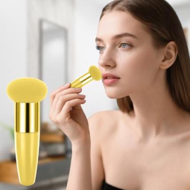 Imagem de Esponja de maquiagem com alça cunha cogumelo pó puff para base beleza cosméticos esponja esponja pincel de maquiagem (amarelo)