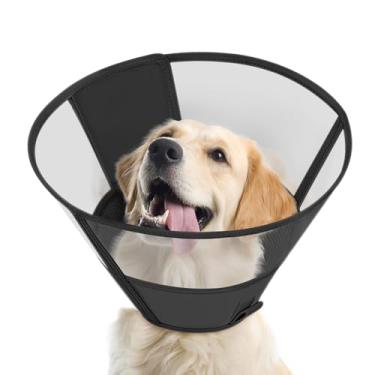 Imagem de Coleira de cone macia para parar de lamber, cones confortáveis para cães após a cirurgia, coleira de recuperação ajustável para cães grandes, médios e pequenos