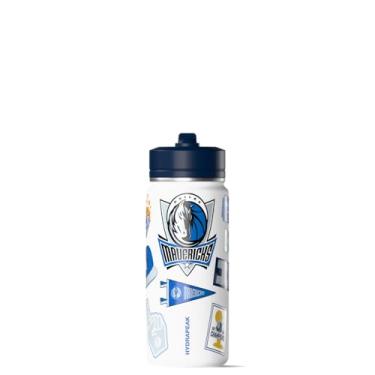 Imagem de Hydrapeak Garrafa de água ativa Dallas Mavericks 590 ml oficialmente licenciada pela NBA com tampa e alça reutilizável de aço inoxidável com isolamento de parede dupla, presente esportivo para