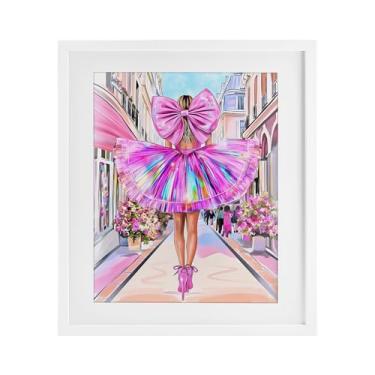 Imagem de Stupell Industries Estampa Prismática Rosa Laço e Vestido Branco Emoldurado sob Vidro Design por Jess Stempel, 53 x 43 cm