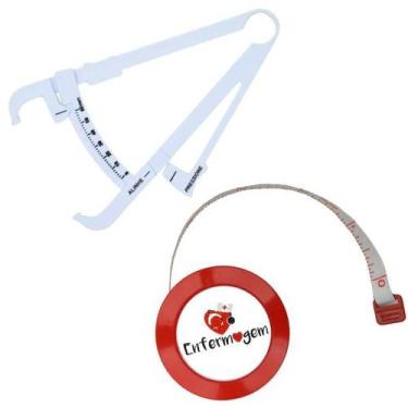 Imagem de Kit Avaliacao Fisica Medir Gordura Corporal Fita Metrica Imc Adipometr
