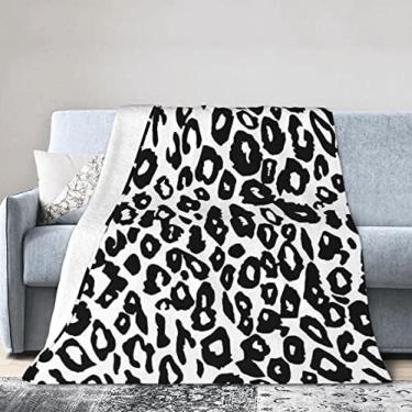 Imagem de Fleecedecke Überwurfdecke Mit Schwarzem Und Weißem Leopardenmuster Für Couch Sofa Bettdecke Weiche Warme Decken Für Alle Jahreszeiten Leichte Reise- Und Campingüberwurf, A002, 60"x50"