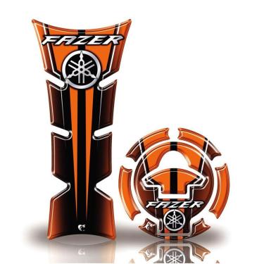 Imagem de Kit Protetor De Tanque E Bocal Moto Yamaha Fazer 250 Laranja