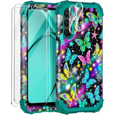 Imagem de Rancase Capa para Galaxy A15 5G, capa protetora resistente à prova de choque de três camadas com 2 películas de vidro temperado para Samsung Galaxy A15 5G 6,5 polegadas, verde colorido