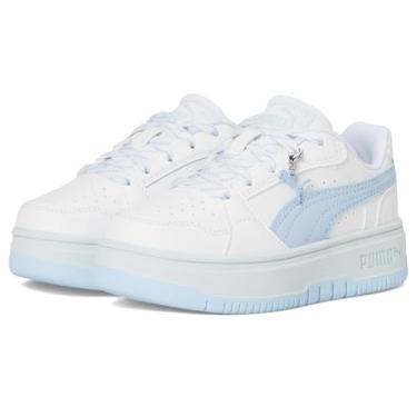 Imagem de PUMA Tênis unissex infantil Rebound Femme Shoes (criança pequena), Branco/Haute Tropic/Sea Glass, 28 BR