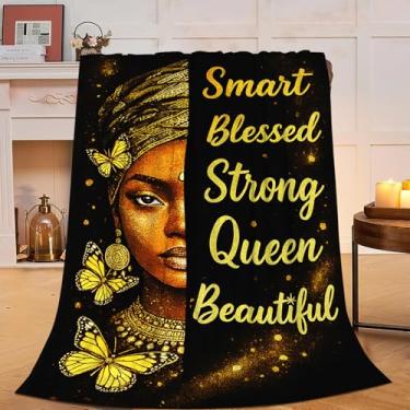 Imagem de Cobertor afro-americano para mulheres negras macias e aconchegantes citações inspiradoras motivacionais felpudas de pelúcia inspiradoras presentes de flanela positivos para meninas, mulheres, meninos