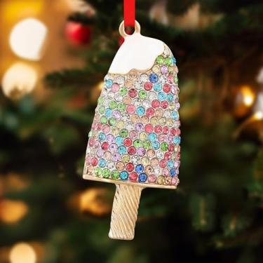 Imagem de Enfeites de picolé para árvore de Natal - Enfeites de sorvete de picolé colorido de metal, sobremesa, crianças, Natal, sorvete, festa, decoração de casa, decoração de árvore de Natal