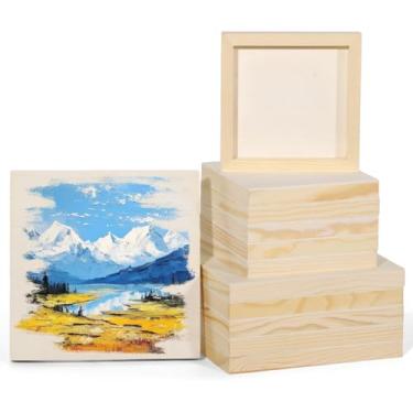 Imagem de 12 peças de painéis de madeira de pinho natural, 2 tamanhos para aquarela, pintura a óleo e acrílica, quadros de lona DIY inacabados