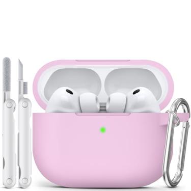 Imagem de MCTOPZO Capa para AirPods Pro 3 2025 vem com kit de limpeza, capa protetora de silicone macio para Apple AirPods Pro 3ª geração com chaveiro, capa para AirPod Pro 3 para mulheres e homens, lilás claro
