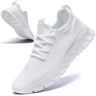 Imagem de YOSFDC Tênis feminino de corrida, tênis, unissex, leve, caminhada, academia, chinelos femininos, Branco, 9.5 Women/8 Men